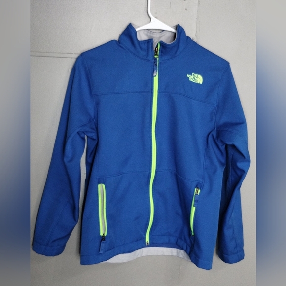 The North Face Other - The North Face Windwall Blue Boys Jacket with Lime Accents (14-16)